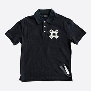 Amiri Black & White Quad MA Logo Embroidered Polo T-Shirt